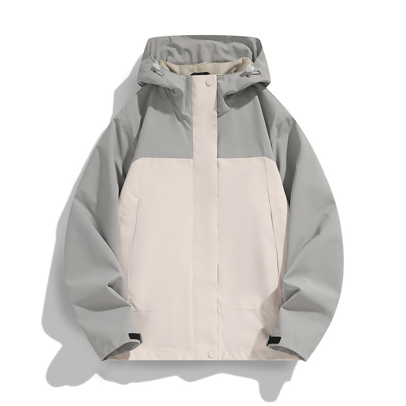 Herren Zweifarbige Softshell-Fieldjacke mit Kapuze, winddichtem Obermaterial und minimalistischen Eingriffstaschen Shop Nory