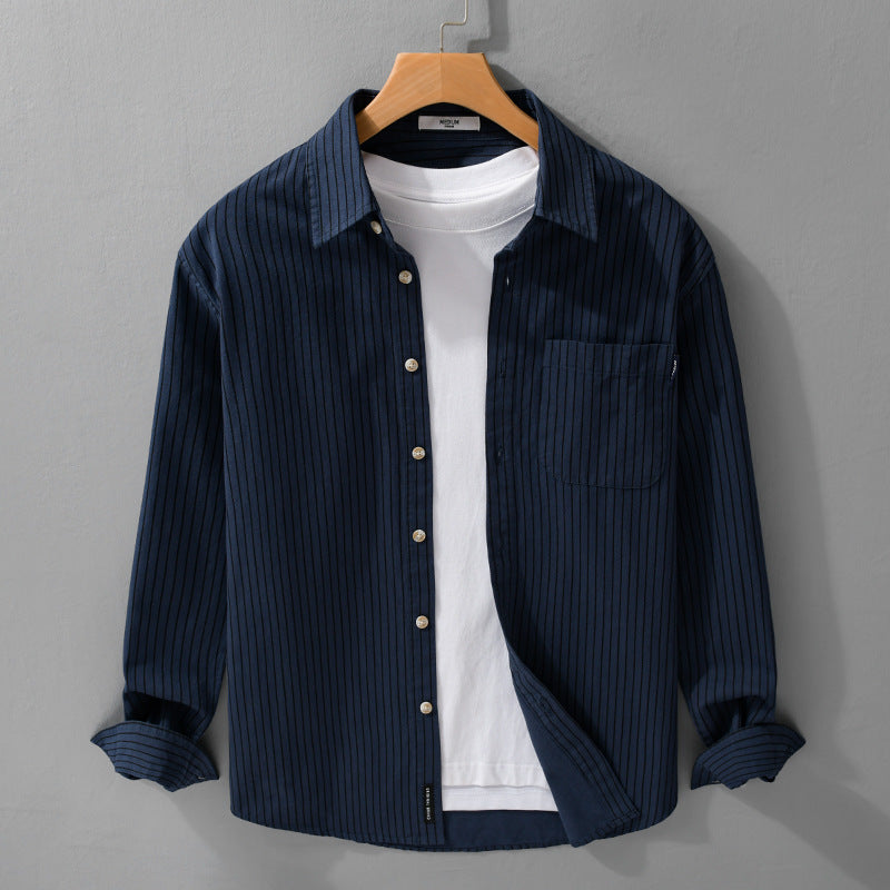 Herren Hemdjacken-Cut mit feinem Nadelstreifen und weichem Baumwollmix Shop Nory