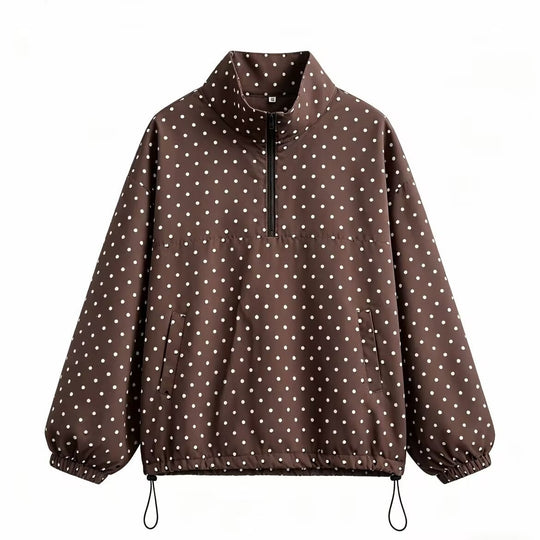 Damen leichter gepunkteter Anorak mit halbem Reißverschluss und Tunnelzug Shop Nory