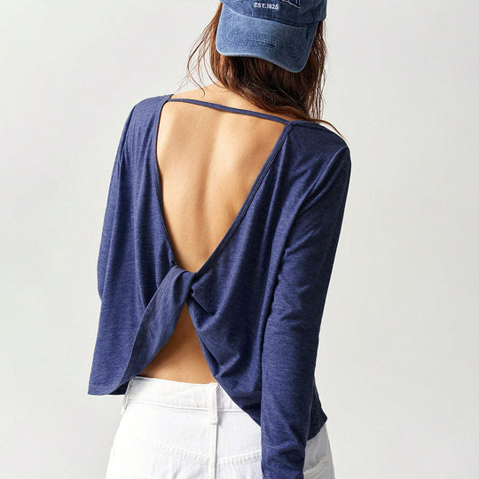 Damen legeres Cropped-Longsleeve mit weiter Oversize-Passform und gerundetem Saum Shop Nory