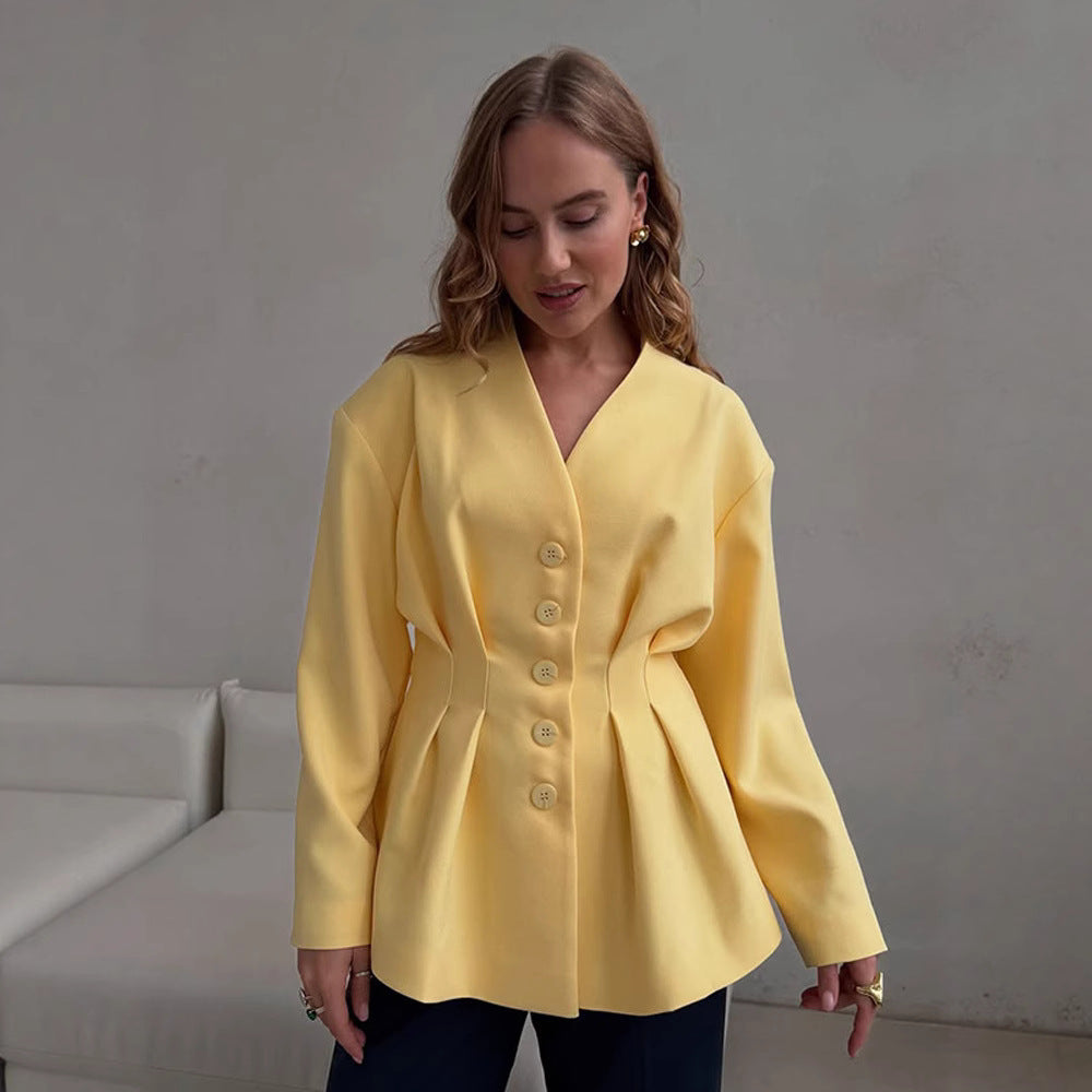 Damen Taillierter Blazer mit Kellerfalten und schwingendem Peplum Shop Nory