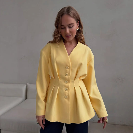 Damen Taillierter Blazer mit Kellerfalten und schwingendem Peplum Shop Nory