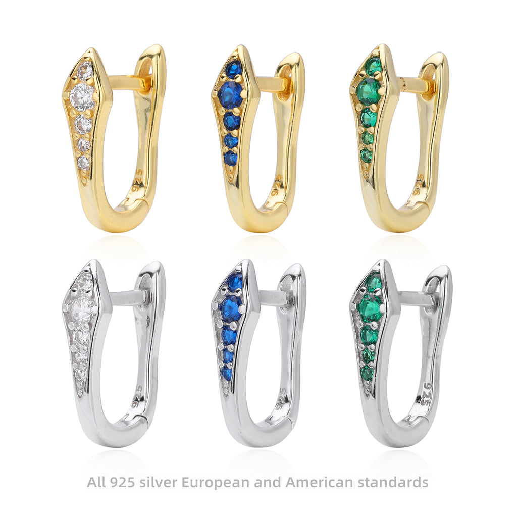 Damen Ohrstecker mit trendigem Design aus 925er Sterling Silber und funkelnden Zirkonia Shop Nory