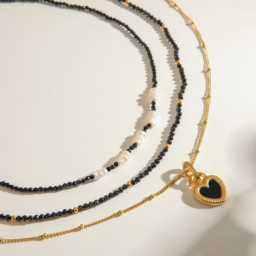 Damen Halskette mit doppeltem Herzanhänger und verstellbarem Gliederdesign Shop Nory