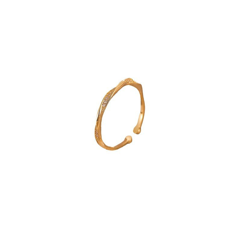 Damen Offener Ring mit elegantem Wellendesign und funkelnden Zirkonia Shop Nory