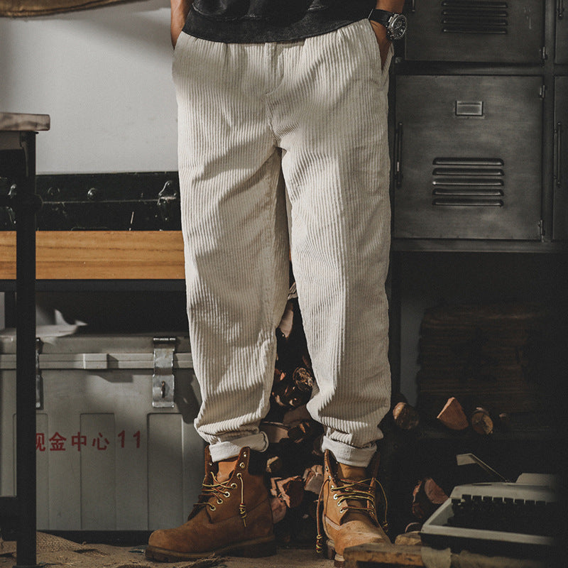Herren Relaxed-Fit Feincord-Hose mit elastischem Bund, Kordstruktur und gekrempeltem Saum Shop Nory
