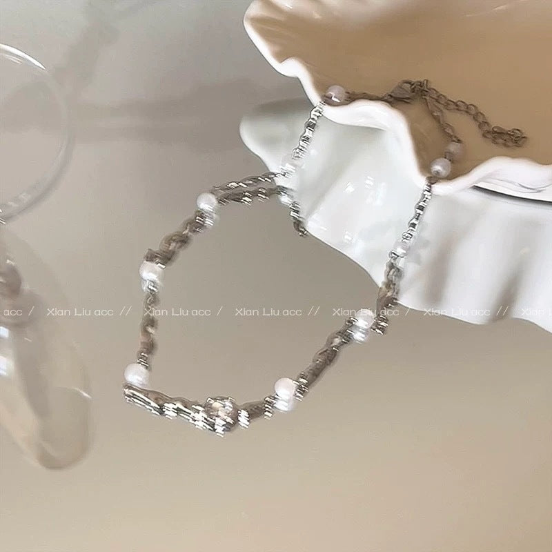 Damen Halskette mit eleganten Perl- und Zirkonia-Details Shop Nory