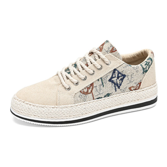 Damen Plateau-Espadrille-Sneaker mit besticktem Canvas, Quastenanhänger und geflochtener Bastsohle Shopy Nory
