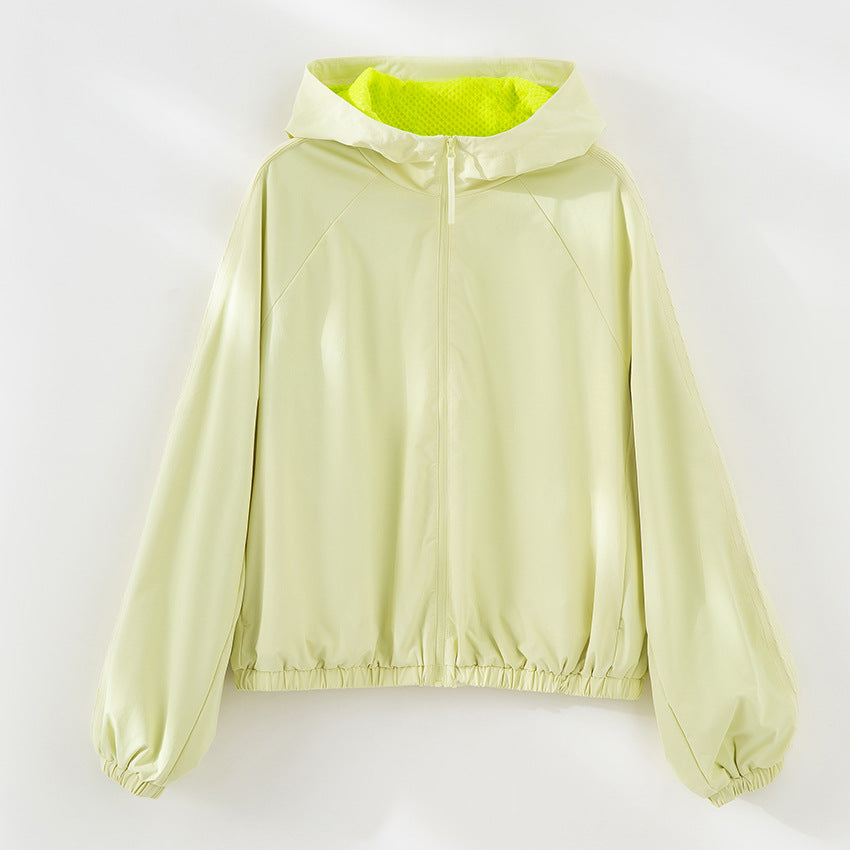 Damen Leichte Kapuzenjacke mit Kurzreißverschluss, Raglanärmeln und elastischem Saum Shop Nory