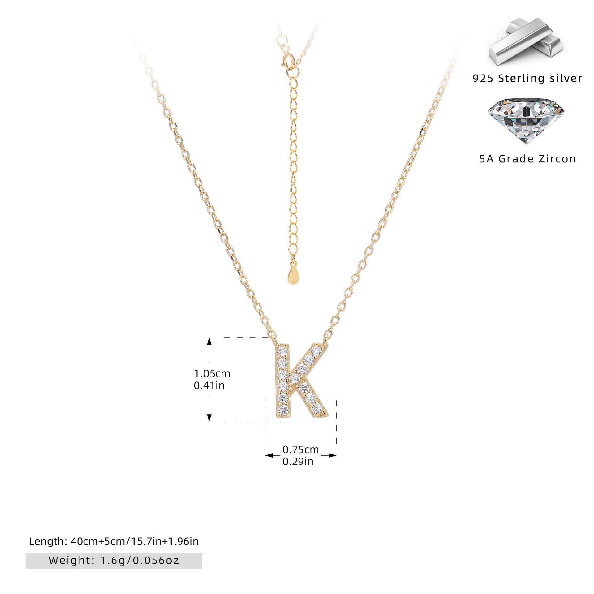 Damen Halskette mit Z-Anhänger und funkelnden Zirkonia Shop Nory