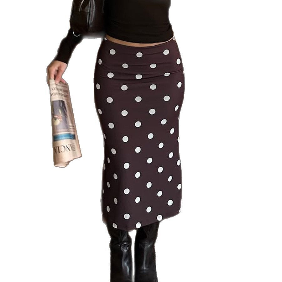 Damen Midirock mit High‑Waist, figurbetonter Silhouette und Retro‑Pünktchenmuster Shop Nory