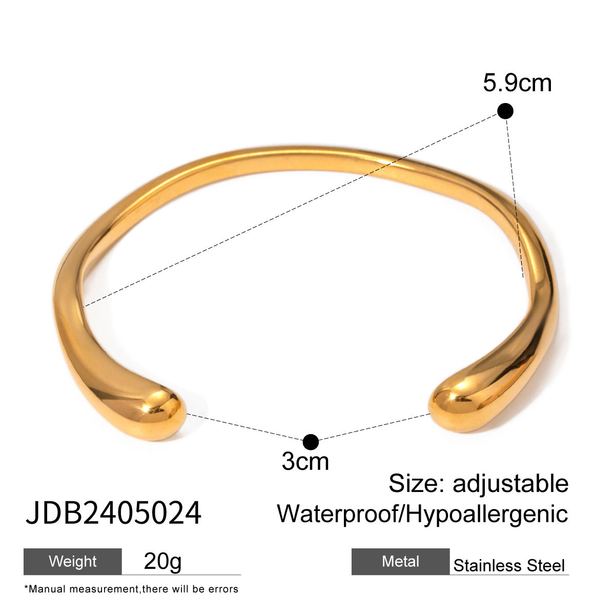 Damen Offenes Armband mit modernem Design aus hypoallergenem Edelstahl Shop Nory