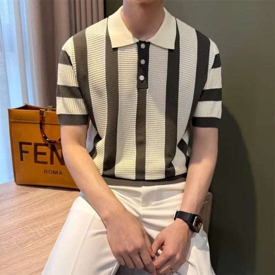 Herren Modisches Kurzärmliges Strickpoloshirt Shop Nory