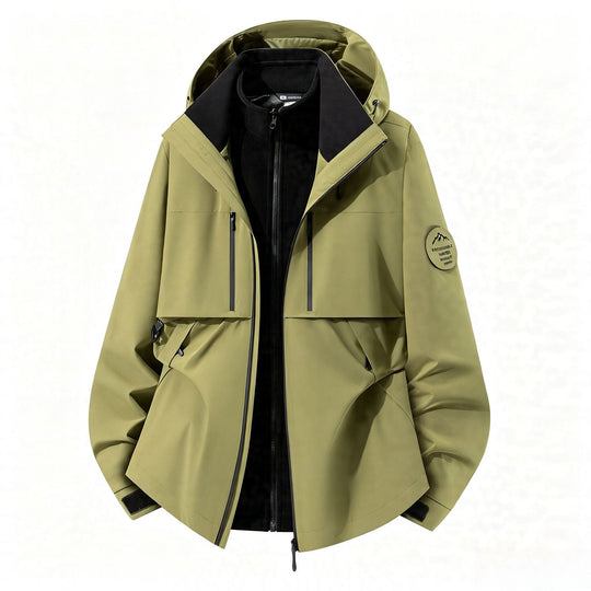 Herren dreilagige Softshell-Outdoorjacke mit herausnehmbarem Fleecefutter und Kapuze Shop Nory