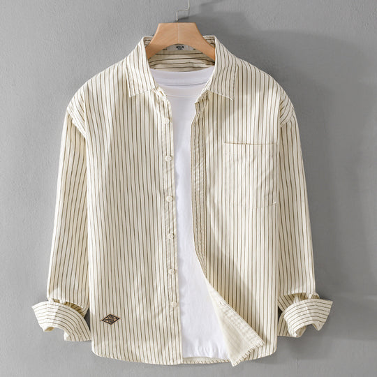 Herren Vertikalgestreiftes Relaxed-Fit Hemdjacken-Overshirt aus leichtem Baumwollmix Shop Nory