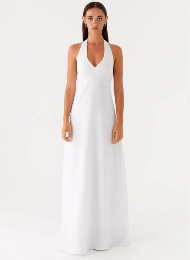Damen Elegantes Wickelkleid mit V-Ausschnitt und schmalem, fließendem Schnitt