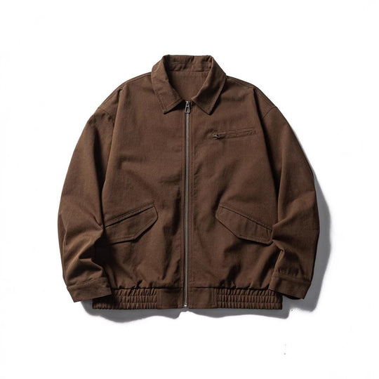 Herren Oversize-Workerjacke mit durchgehendem Reißverschluss, Brustreißverschluss und elastischem Saumbund Shop Nory