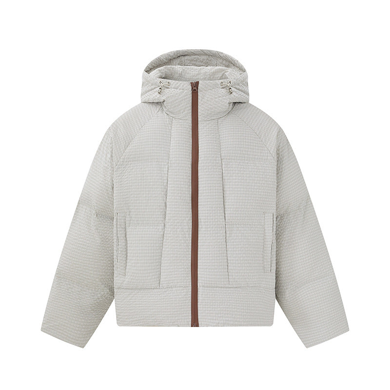 Unisex Kurz geschnittene wattierte Kapuzenjacke mit feiner Karosteppung Shop Nory