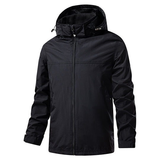 Herren Leichte packbare Regen- und Windjacke mit verstellbarer Kapuze und Mikrofleece-Kragen Shop Nory