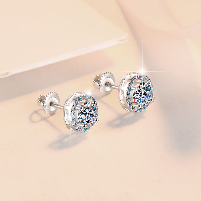 Damen-Ohrstecker mit glitzerndem Kristallbesatz und elegantem Rahmen Shop Nory