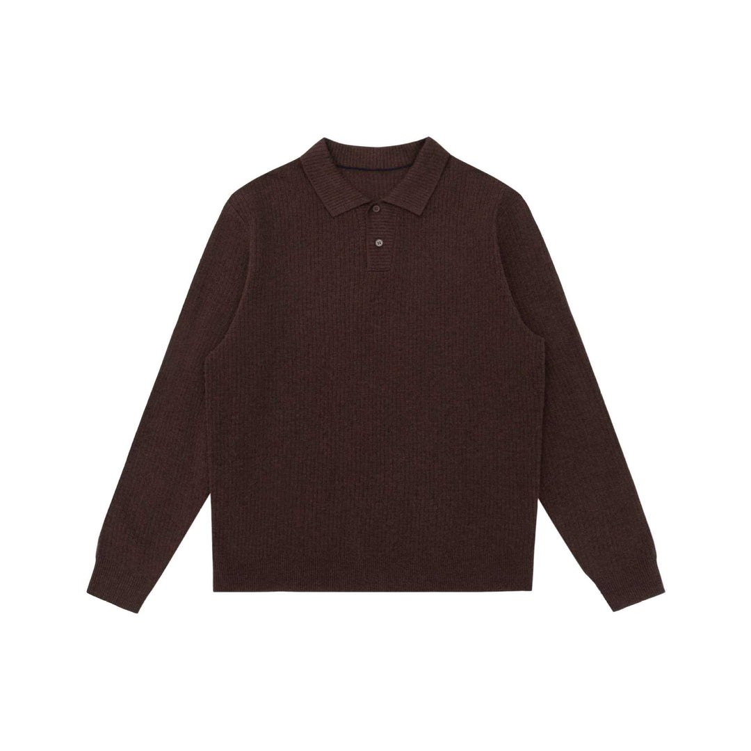 Unisex Gerippter Polokragen-Pullover aus Feinstrick mit Knopfleiste Shop Nory