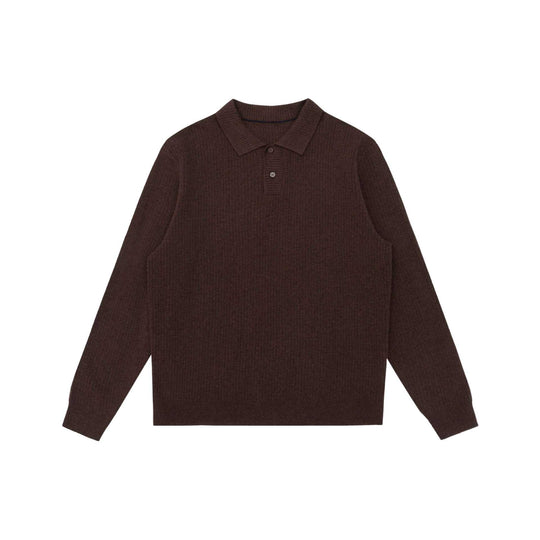 Unisex Gerippter Polokragen-Pullover aus Feinstrick mit Knopfleiste Shop Nory