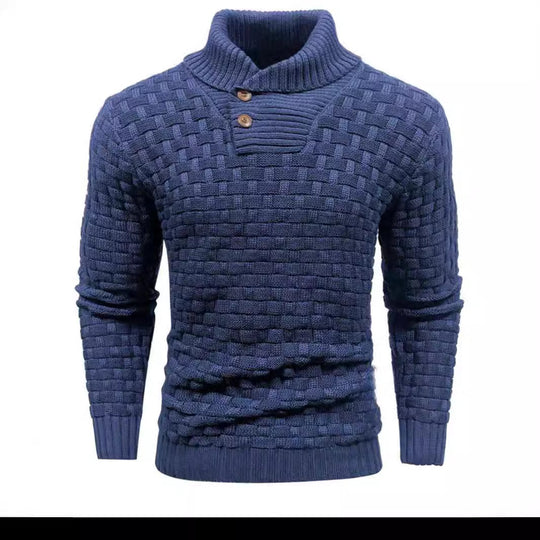 Herren nan strukturierter Strickpullover mit hochschließendem Stehkragen und Zierknopfleiste Shop Nory