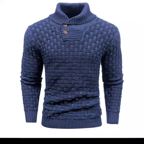 Herren nan strukturierter Strickpullover mit hochschließendem Stehkragen und Zierknopfleiste Shop Nory