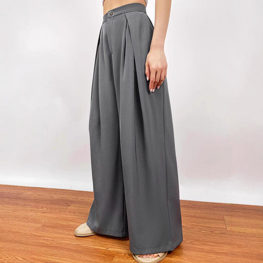 Damen Weite High-Waist Plissee-Hose mit Bundfalten, Gürtelschlaufen und Eingrifftaschen Shop Nory