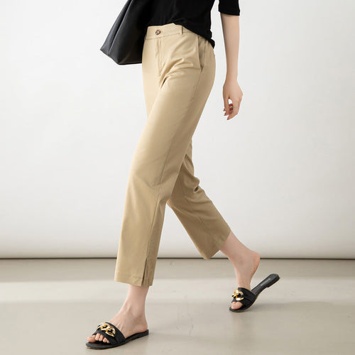 Damen elegante Cropped Stoffhose