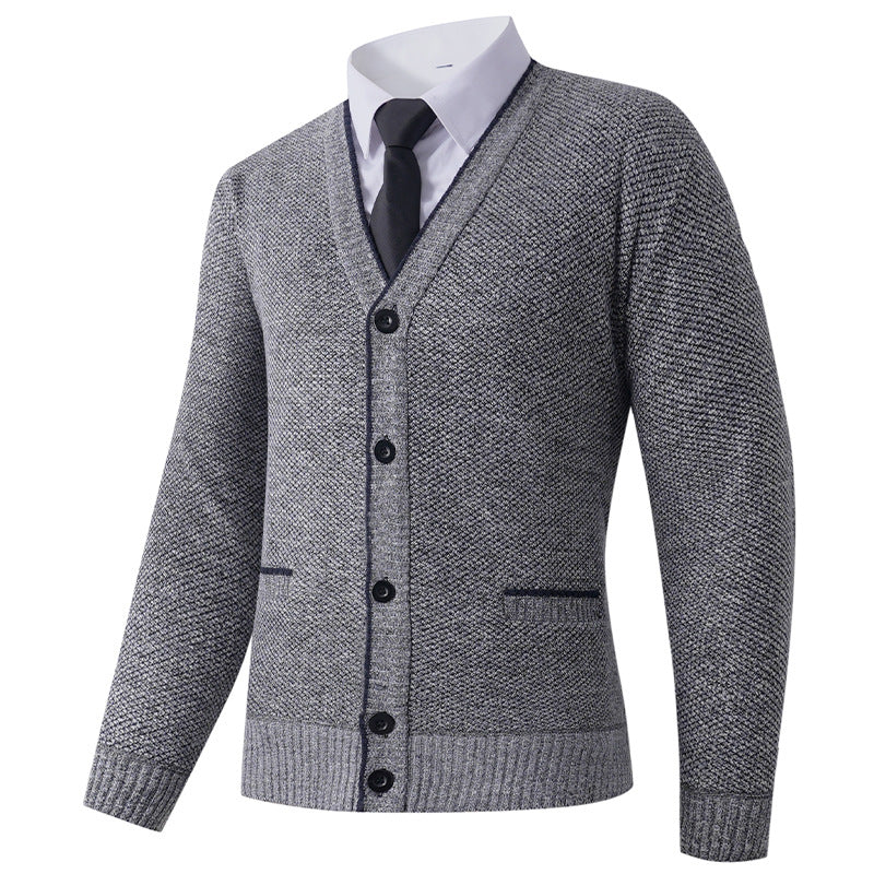 Herren Strukturierte Strickcardigan mit V-Ausschnitt, Knopfleiste und Eingrifftaschen Shop Nory