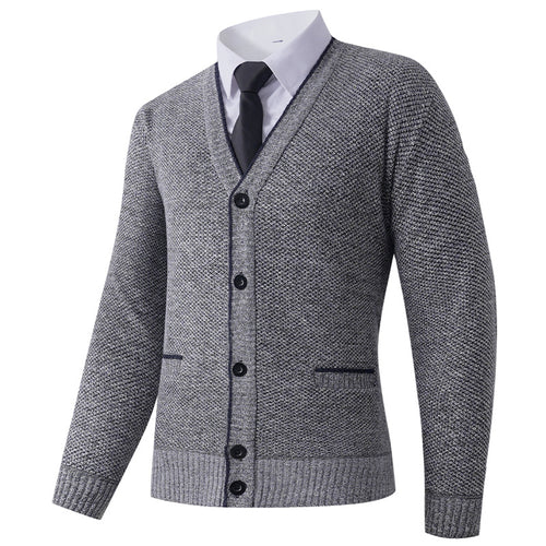 Herren Strukturierte Strickcardigan mit V-Ausschnitt, Knopfleiste und Eingrifftaschen Shop Nory
