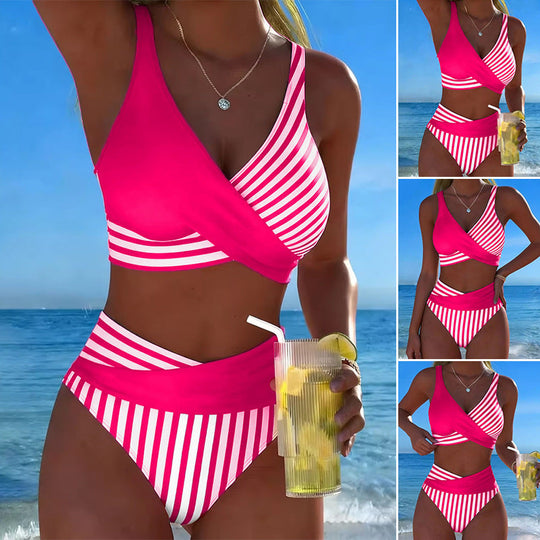 Damen Sportlicher Zweiteiliger Badeanzug mit asymmetrischem Design