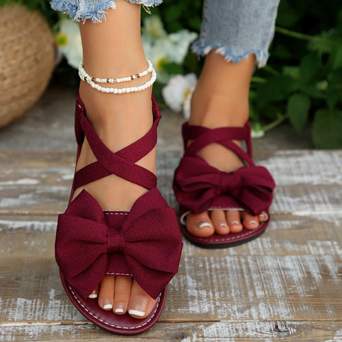 Damen Sandalen mit dekorativem Schleifen-Detail und verstellbarem Riemen