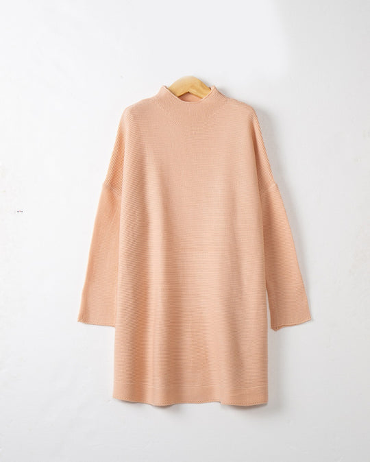 Damen Oversize Strick-Tunika mit kurzem Stehkragen und überschnittener Schulter Shop Nory