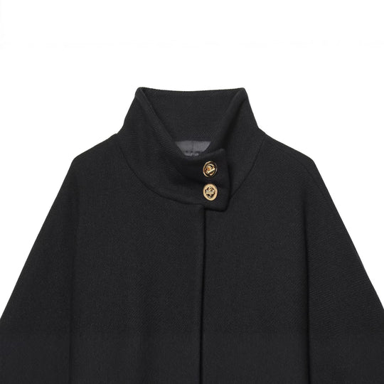 Damen Cape-Mantel mit Stehkragen, Bindegürtel und dekorativen Zierknöpfen Shop Nory