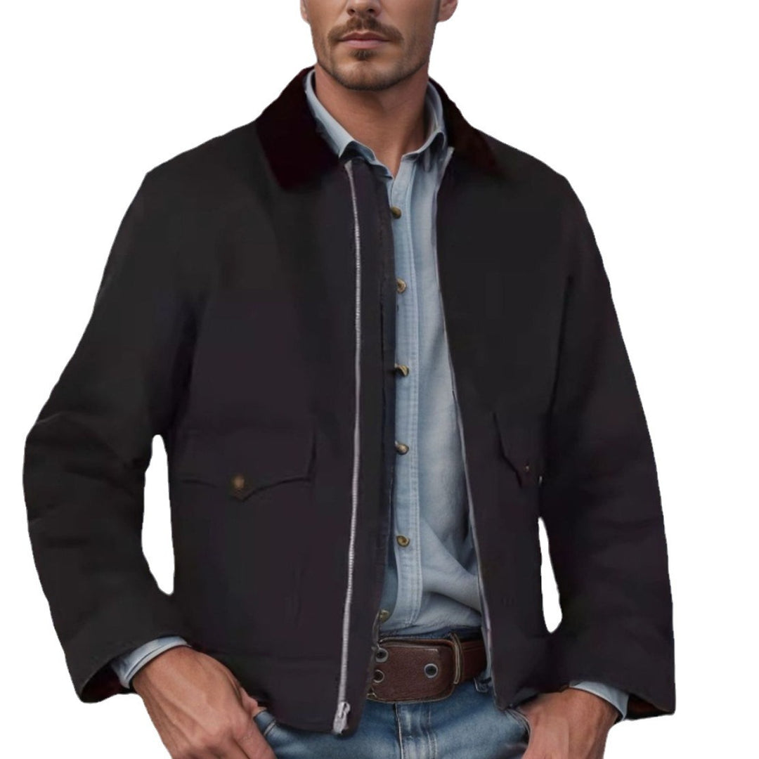 Herren robuste Canvas-Fieldjacke mit Cordkragen und aufgesetzten Pattentaschen Shop Nory