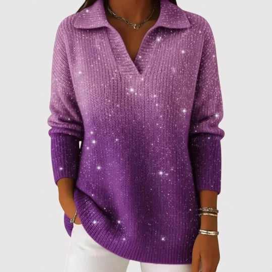 Damen Modischer Strickpullover mit V-Ausschnitt