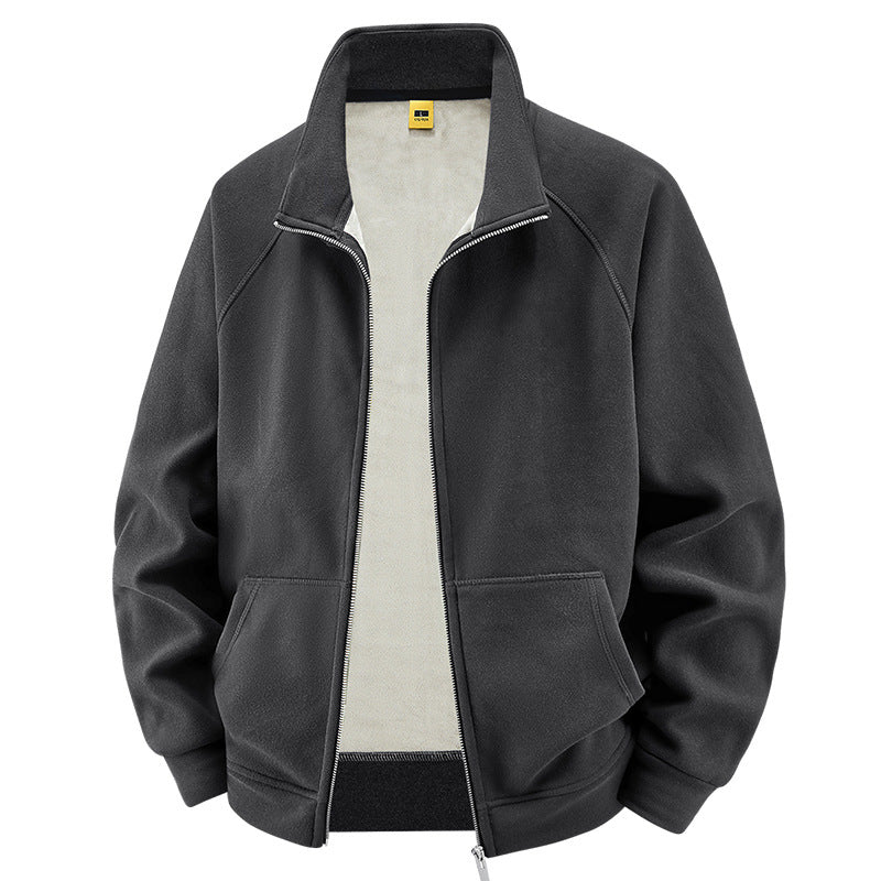 Herren Isolierte Plüschfutter-Sweatjacke mit Stehkragen und verdeckten Innentaschen Shop Nory