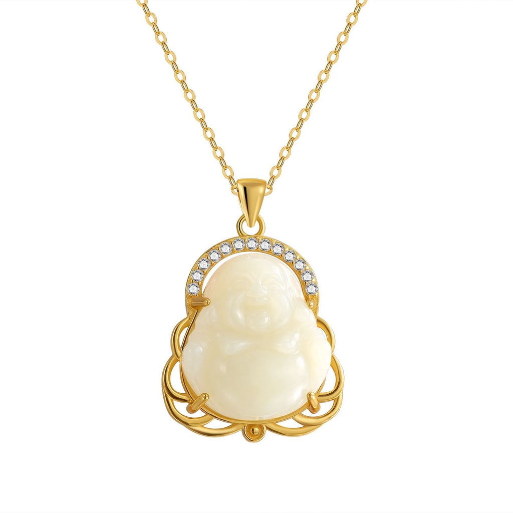 Damen Halskette mit Buddha-Anhänger und funkelnden Zirkonia Shop Nory