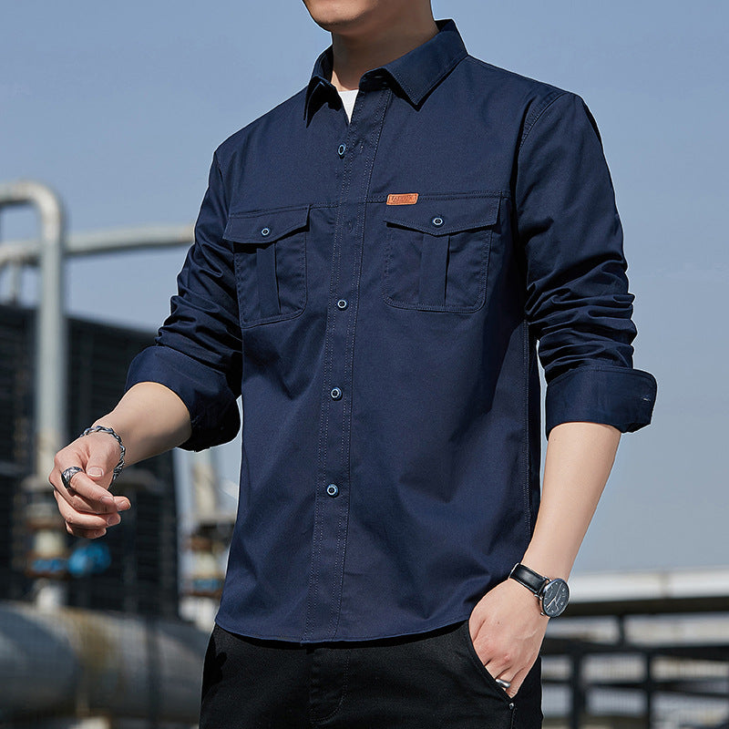 Herren leichtes Utility-Overshirt aus Baumwoll-Canvas mit Brustpattentaschen Shop Nory