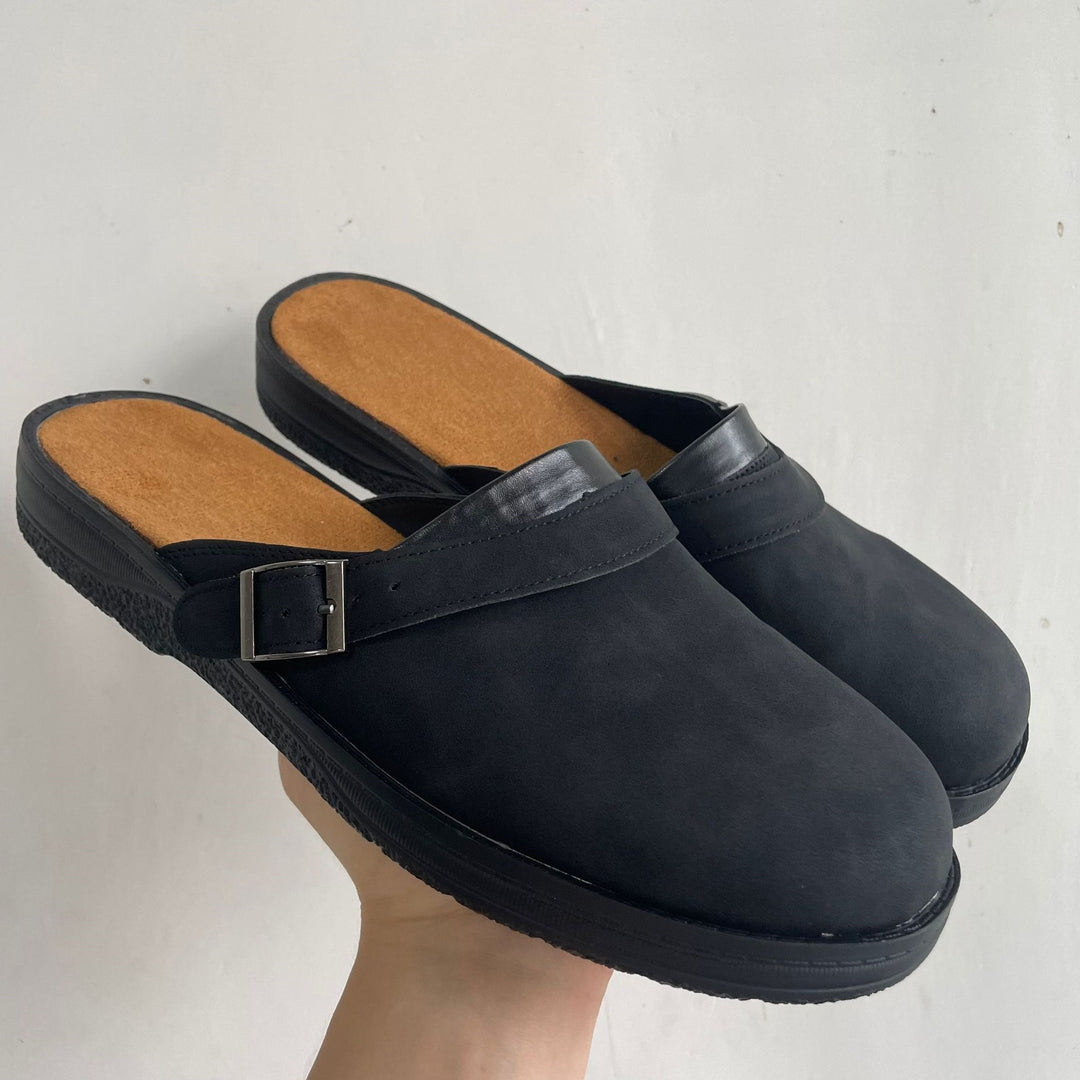 Damen Lederoptik-Pantolette mit verstellbarer Schnallenriemen und gepolstertem Komfortfußbett Shop Nory