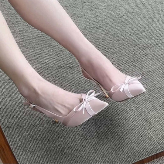 Damen Slingback‑Pumps mit spitzer Kappe, zierlichem Kitten‑Absatz und Schleifen‑Detail Shop Nory