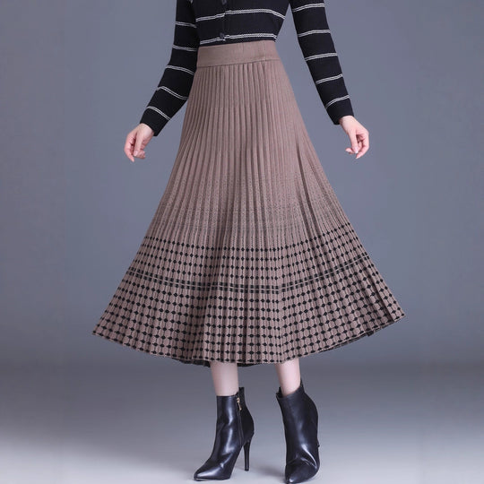Damen Plissierter Maxirock mit eleganten Muster Shop Nory