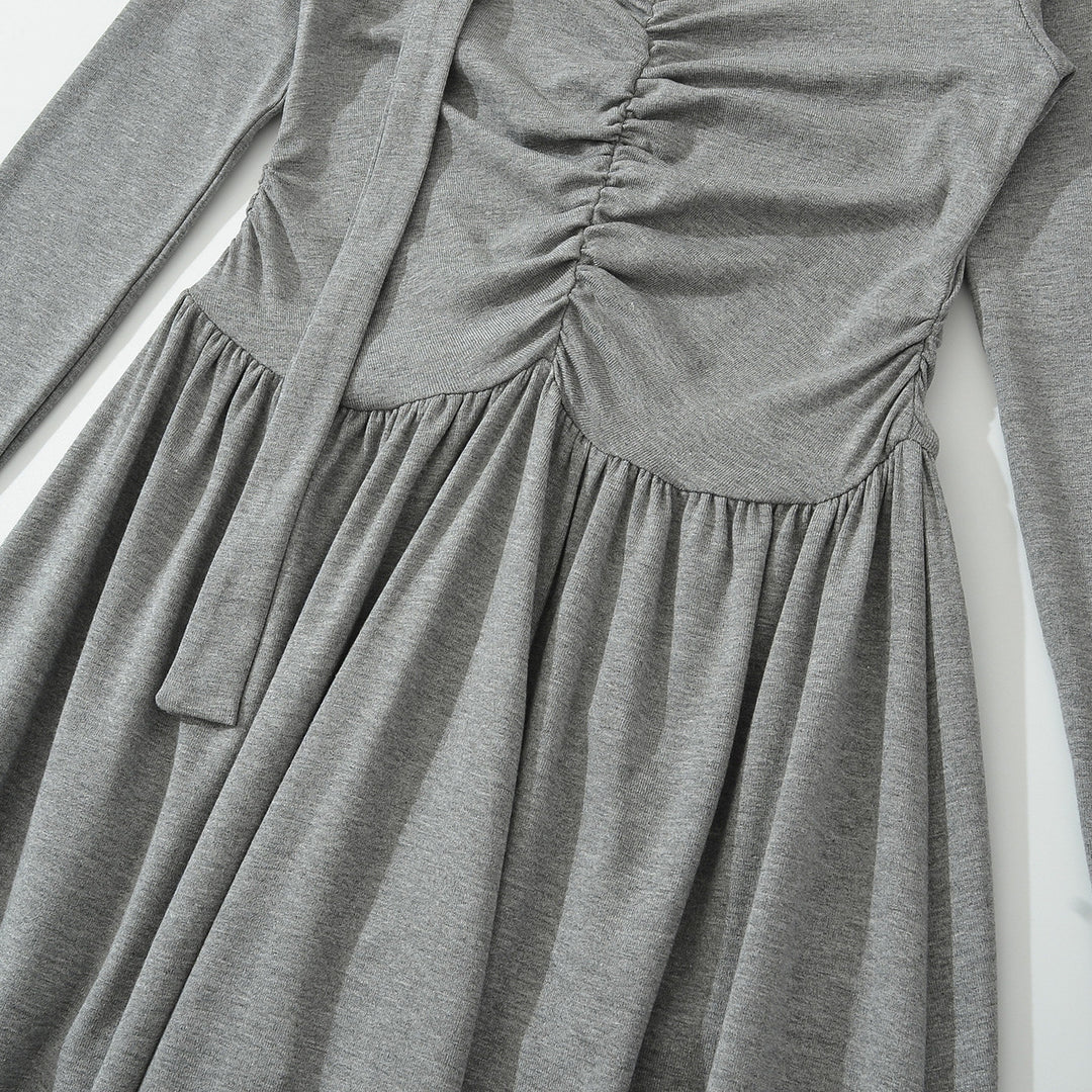 Damen Langes Jersey-Maxikleid mit Raffung, V-Ausschnitt und Bindeschal Shop Nory