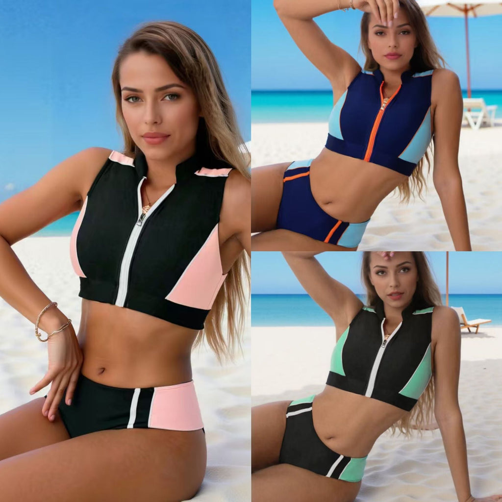 Damen Sportliches Bikini-Set mit Reißverschluss