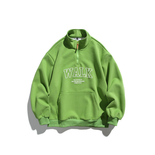 Unisex Oversize-Fleece-Halbzip-Sweatshirt mit Stehkragen und Kängurutasche Shop Nory
