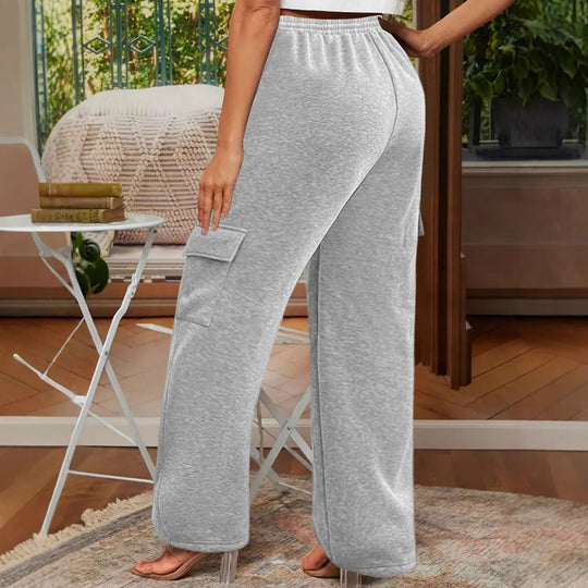 Damen Weiche Cargo-Loungehose mit elastischem Bund und weitem Bein Shop Nory