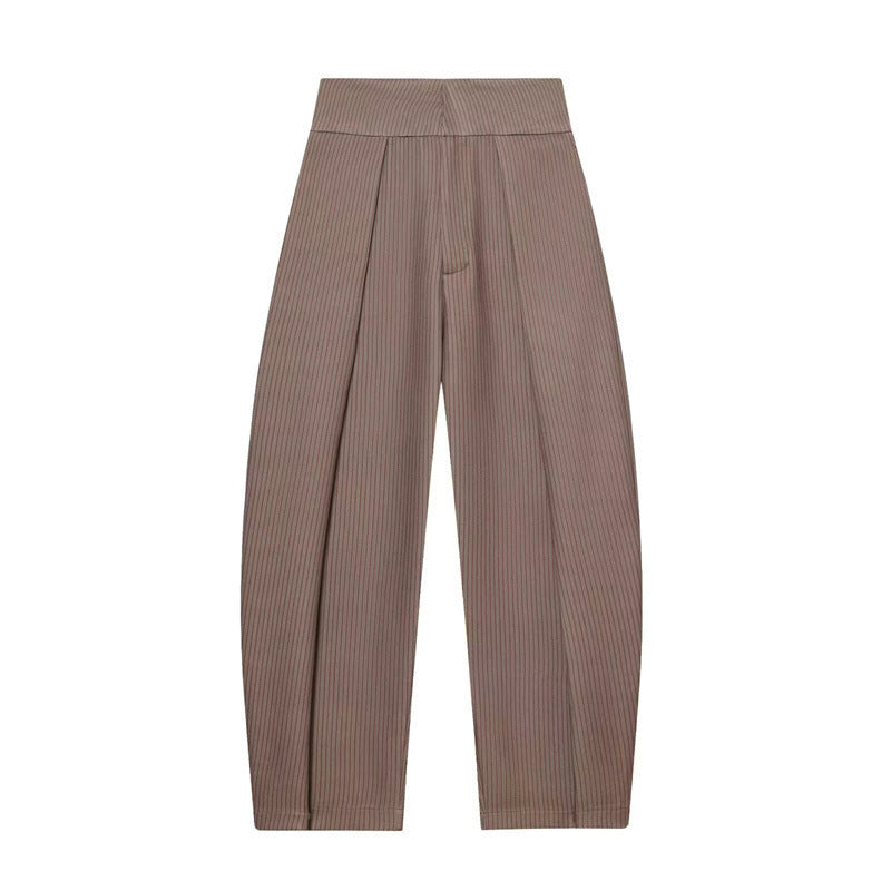 Damen Weite Plissée-Jerseyhose mit hoher Taille und Bügelfalte Shop Nory