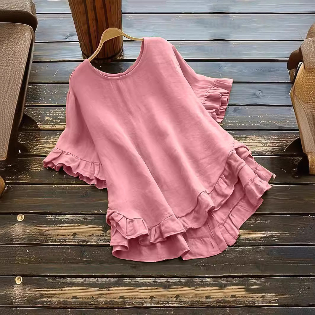 Damen lässiges Oberteil mit Rüschendetails und weit geschnittenem Design